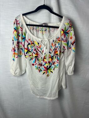 Roya Spanish Embroidered Peasant Floral Boho Indie Colorful